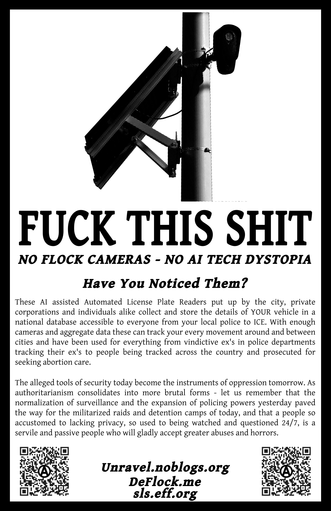 no flock cameras - no ai tech dystopia